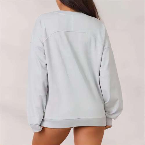 Athletic Wear Top Oversized Sweatshirt Manufacturer | Custom Women Clothes Loose Crew Neck Sweatshirt factory