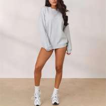 Athletic Wear Top Oversized Sweatshirt Manufacturer | Custom Women Clothes Loose Crew Neck Sweatshirt factory