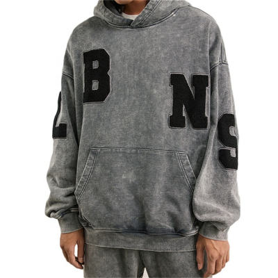 Chenille Embroidery Patch Hoodie Manufacturer | Vintage Heavyweight Acid Wash Hoodies Supplier