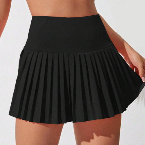 Sportswear nylon Pleated Tennis Skirt Manufacturer | Women's black Running High Waisted Lightweight  Skirt For Girl Factory