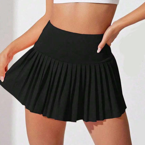 Sportswear nylon Pleated Tennis Skirt Manufacturer | Women's black Running High Waisted Lightweight  Skirt For Girl Factory