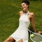 Womens 2 in 1 Activity Halter Neck Backless Manufacturer | Women's Sports Tennis Dress with Shorts Sets