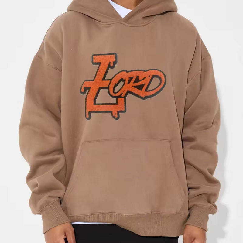 New Fashion Chenille Patches fleece Hoodie Manufacturer | Cotton oversized Streetwear pullover Heavyweight Hoodie