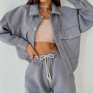 2 piece oversize tracksuit Supplier | Custom custom logo comfy blank sweatsuit set women Supplier