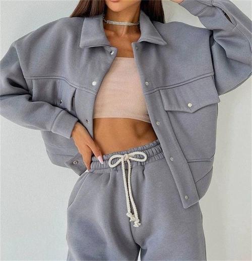 2 piece oversize tracksuit Supplier | Custom custom logo comfy blank sweatsuit set women Supplier