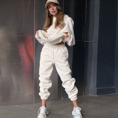 women two piece tracksuits set Manufacturer | Custom oversize fleece sweatpants and hoodie set Supplier