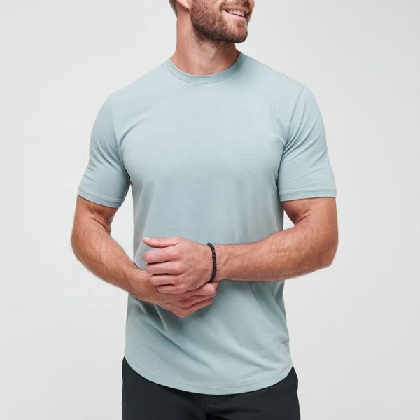 Fabricantes de camisetas fitness de algodão Pima 180 g/m² | Fabricantes de camisetas personalizadas de corte slim, manga curta, ecológicas e lisas