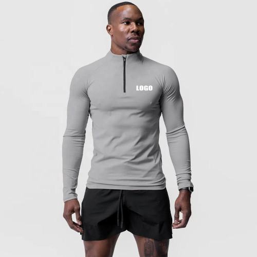 Fitness Long Sleeve Zip Up Men Sports T-Shirt Manufacturers | Custom Plain Quick Dry gym Running T-Shirts Manufacturer