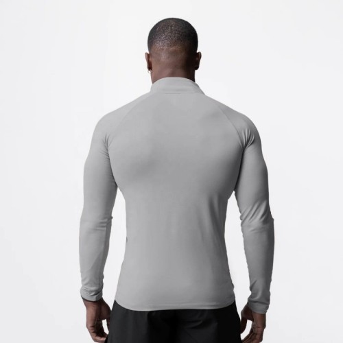 Fitness Long Sleeve Zip Up Men Sports T-Shirt Manufacturers | Custom Plain Quick Dry gym Running T-Shirts Manufacturer