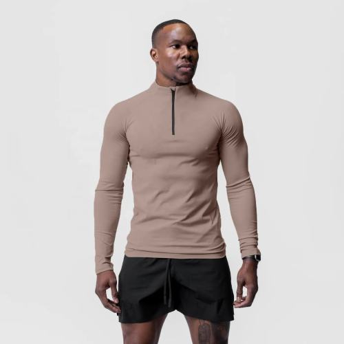 Fitness Long Sleeve Zip Up Men Sports T-Shirt Manufacturers | Custom Plain Quick Dry gym Running T-Shirts Manufacturer