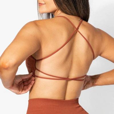 Custom Backless Sports Bra Manufacturer  | Custom Removable Padded Crop Top Yoga sports bra Manufacturer