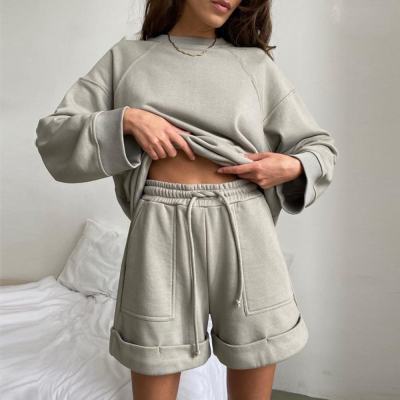 two piece shorts set tracksuit Manufacturer | Custom women tracksuit sweatsuit set