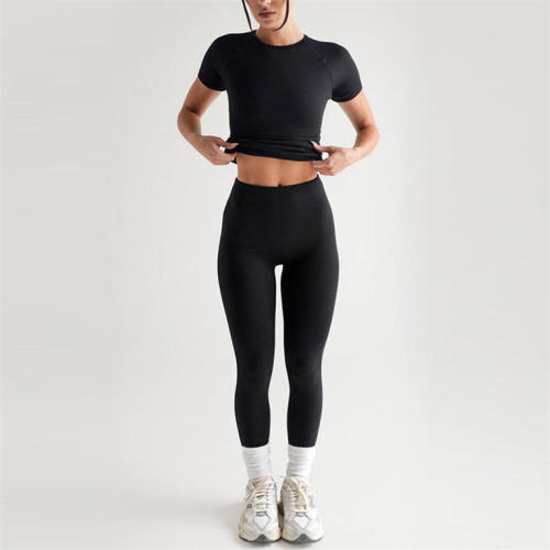 Summer Crew Neck Crop Top Sets Manufacturer | Custom Summer Workout Sets Supplier