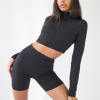 Two Piece Half Zip Crop Top Manufacturer | Custom Lightweight Bike Shorts Set Supplier