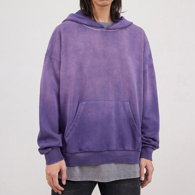 oversized distressed acid washed hoodie Manufacturer | gradient drop shoulder hoodie Manufacturer