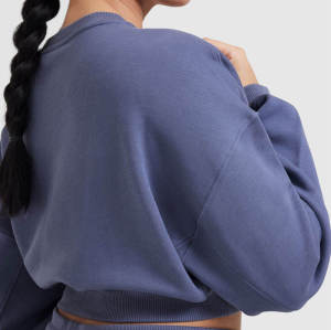 Women V Neck Cropped Tops Sweatshirt Manufacturer | Thick Pullover Oversize sweatshirts Factory