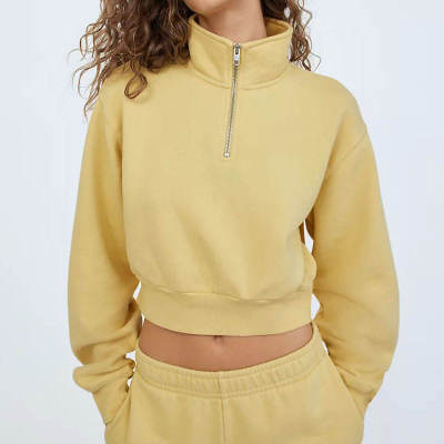 1/4 zipper sweatshirts Manufacturer | Thick crop top Cotton pullover sweatshirts Factory
