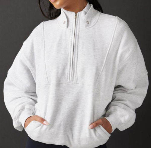Fabricante de moletons com zíper 1/4 | Fábrica de moletons de lã de algodão oversize