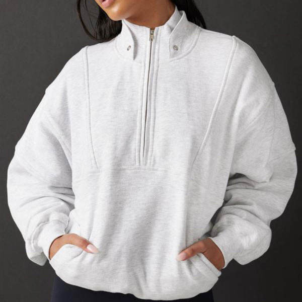 Fabricante de moletons com zíper 1/4 | Fábrica de moletons de lã de algodão oversize