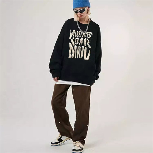 Oversized Puff Printing Sweatshirts | oversized Vintage plus size Crewneck Sweatshirts factory