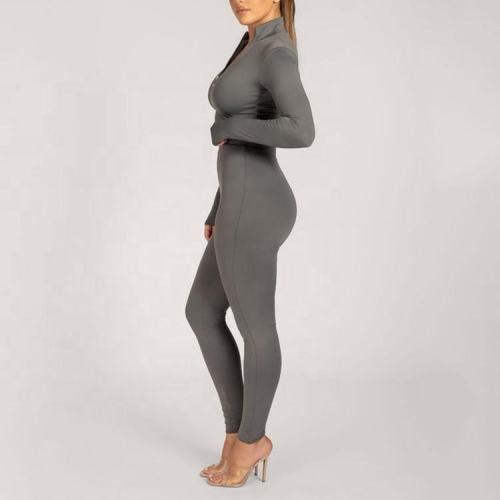 Custom athletic 1/4 zipper crop top Manufacturer | Custom high rise yoga leggings 2pc yoga set