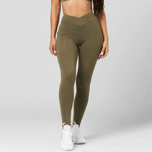 high waist tummy control leggings with pocket Manufacturer | fitness v-cut shape leggings suppliers