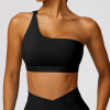 Slanted one Shoulder Yoga Sports Bra Manufacturer  | Crop Running Top Sports Bra For Women supplier