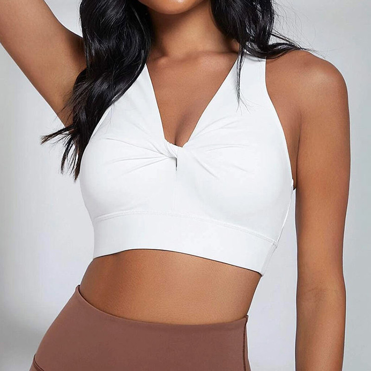 Custom V-neck Twist Front Sports Bra Manufacturer 