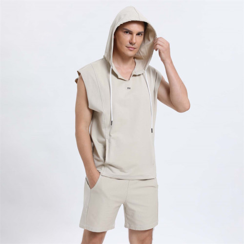 Custom  Jogger Shorts 2 Piece Tracksuits Men manufacturer |  Sleeveless Hood Hoodie suppliers