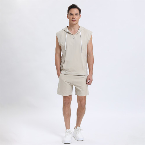 Custom  Jogger Shorts 2 Piece Tracksuits Men manufacturer |  Sleeveless Hood Hoodie suppliers