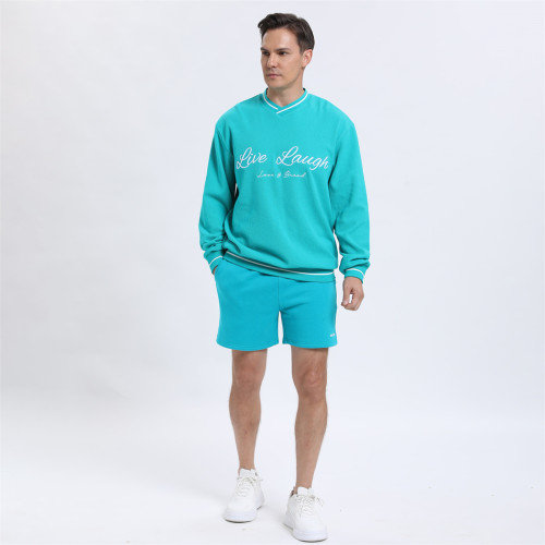 Custom Cotton Embroidery Oversized Sweatshirts manufacturer | Sweat Shorts Set Men suppliers