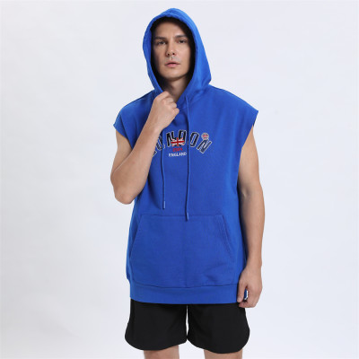 Custom Kangaroo Pocket Embroidery Sleeveless Hoodie manufacturer | 100% Cotton Hoodie suppliers