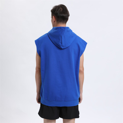 Custom Kangaroo Pocket Embroidery Sleeveless Hoodie manufacturer | 100% Cotton Hoodie suppliers