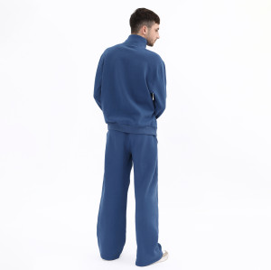 100% Cotton 1/4 Zip Sweatshirts Tracksuit Manufacturer | Custom Wide Leg Sweatpants Set Supplier