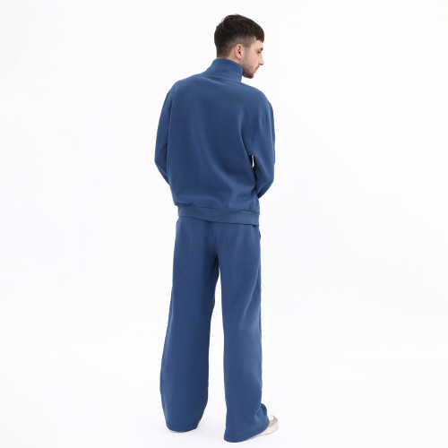 100% Cotton 1/4 Zip Sweatshirts Tracksuit Manufacturer | Custom Wide Leg Sweatpants Set Supplier