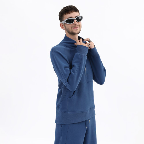 Cotton Half Zip Hoodie Set Tracksuit Manufacturer | Terry Blank Pullover Tracksuits Supplier