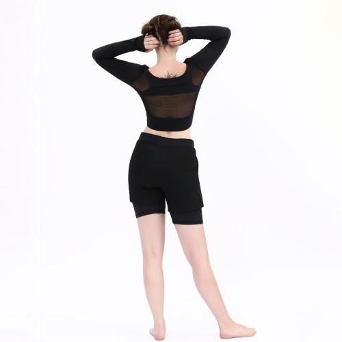 Custom  2 Piece Workout Yoga Sets Women Manufacturer | Mesh Crop Workout Shirt suppliers