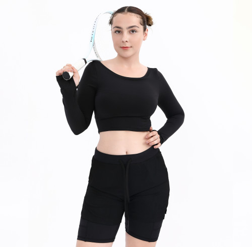 Custom  2 Piece Workout Yoga Sets Women Manufacturer | Mesh Crop Workout Shirt suppliers