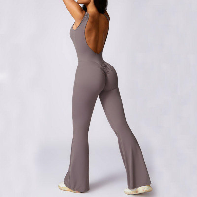 Sports Fitness Women Yoga Jumpsuit Manufacturer | Butt Lift Flare Pants Bodysuit suppliers