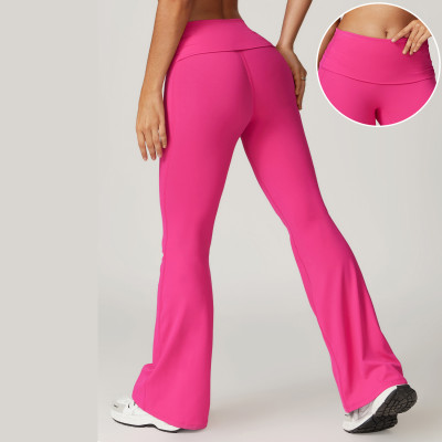 No Front Gym Bell-Bottom Pants Manufacturer |  Dance fitness Stretchy Yoga Flare Pants suppliers