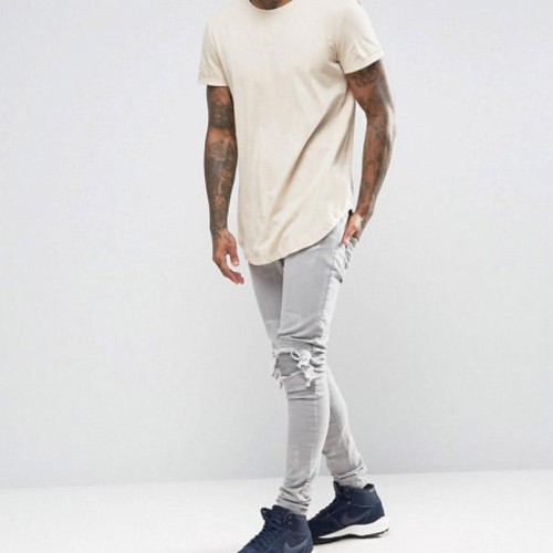 Oversized Men's Curved Hem T-shirts Manufacturers | Custom Round Neck Pima Cotton T-Shirts supplier