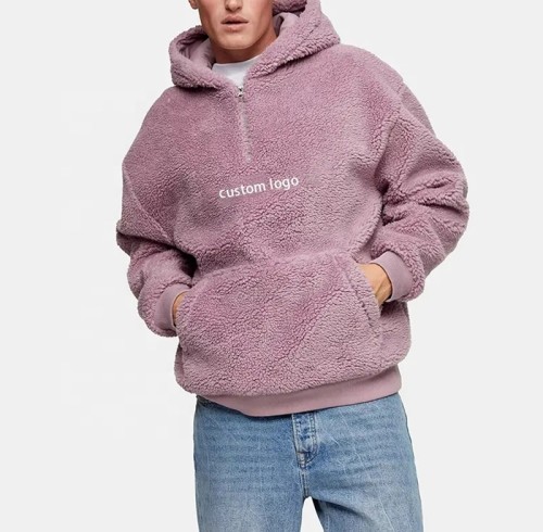 Custom Embroidery Sherpa Hoodie manufacturer | warm Zip Collar hoodies wholesale bulk manufacturer