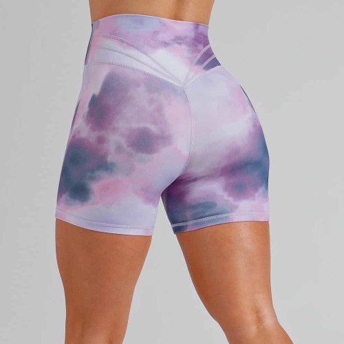 Custom High Waist Tie-dye Gym Shorts Manufacturer | Women Women Running Sport Shorts Supplier