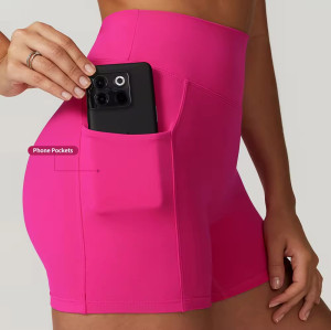 Custom Running Yoga Shorts Pocket Manufacturer | Gym Fitness High Waist Women Shorts Supplier