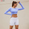 2 Piece Bonded Long Sleeve Crop Top Manufacturer |  Double Layer Bonded Running Shorts supplier