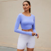 2 Piece Bonded Long Sleeve Crop Top Manufacturer |  Double Layer Bonded Running Shorts supplier