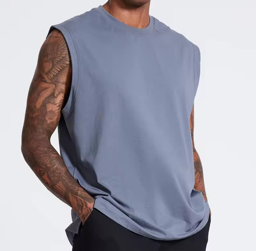 Fabricantes de camisetas regata de corrida sem mangas e gola redonda personalizadas - Fábrica de camisetas regata de ginástica estampadas para treinamento