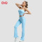 High-Waisted Flared Pants Manufacturer |  Sky Blue Strapless Activewear Set supplier