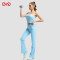 High-Waisted Flared Pants Manufacturer |  Sky Blue Strapless Activewear Set supplier