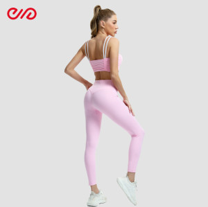 Custom Delicate Strap Ruched Sports Bra Manufacturer | V High-Waist Leggings Supplier